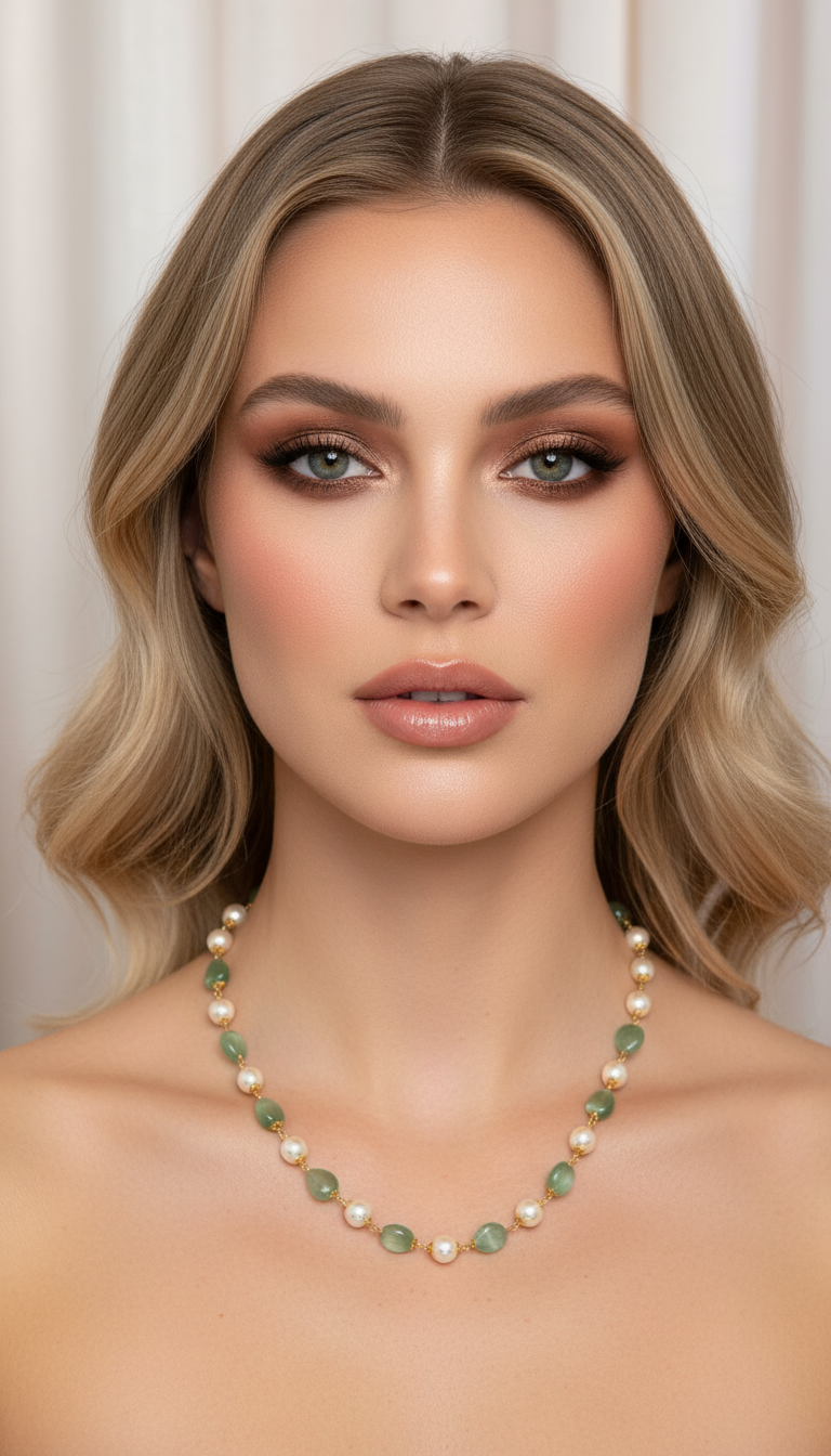 Mint Green Aventurine & Pearl Beaded Necklace