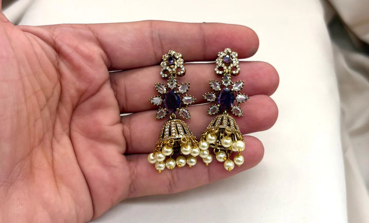 Victorian Purple stone Short Necklace