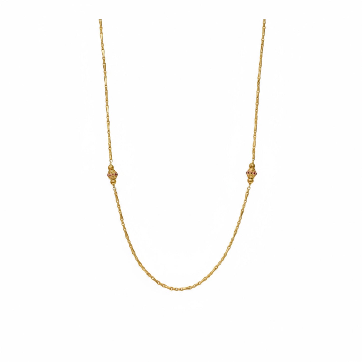 Elegant Gold Chain Necklace with Pink Stone Beads