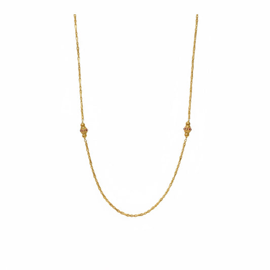 Elegant Gold Chain Necklace with Pink Stone Beads