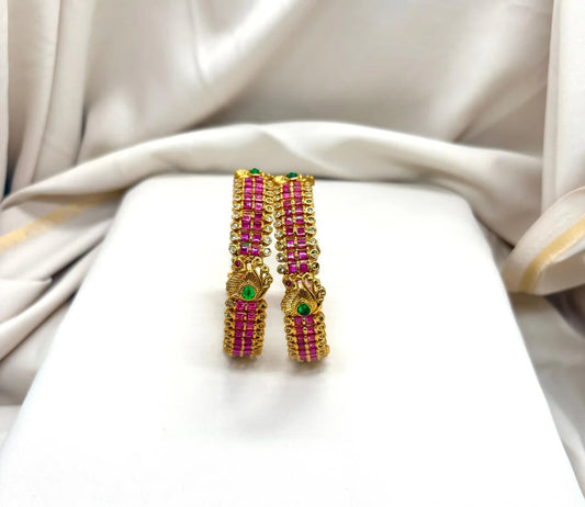 Matte finishing Pink-Stone Bangle