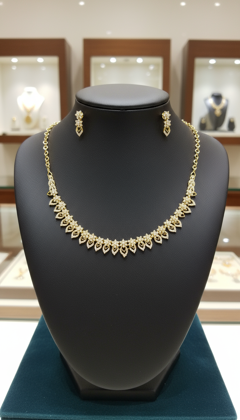 Elegant Gold Necklace Set with Matching Earrings